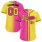 Custom Pink Yellow Gradient Fashion Yellow Authentic Baseball Jersey