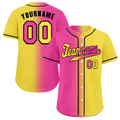 Custom Pink Yellow Gradient Fashion Yellow Authentic Baseball Jersey