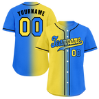 Custom Yellow Blue Gradient Fashion Blue Authentic Baseball Jersey