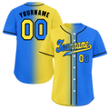 Custom Yellow Blue Gradient Fashion Blue Authentic Baseball Jersey