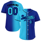 Custom Aqua Blue Gradient Fashion Blue Authentic Baseball Jersey