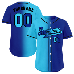 Custom Aqua Blue Gradient Fashion Blue Authentic Baseball Jersey