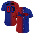 Custom Red Blue Gradient Fashion Blue Authentic Baseball Jersey