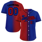 Custom Red Blue Gradient Fashion Blue Authentic Baseball Jersey