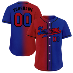 Custom Red Blue Gradient Fashion Blue Authentic Baseball Jersey