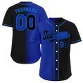Custom Blue Black Gradient Fashion Black Authentic Baseball Jersey