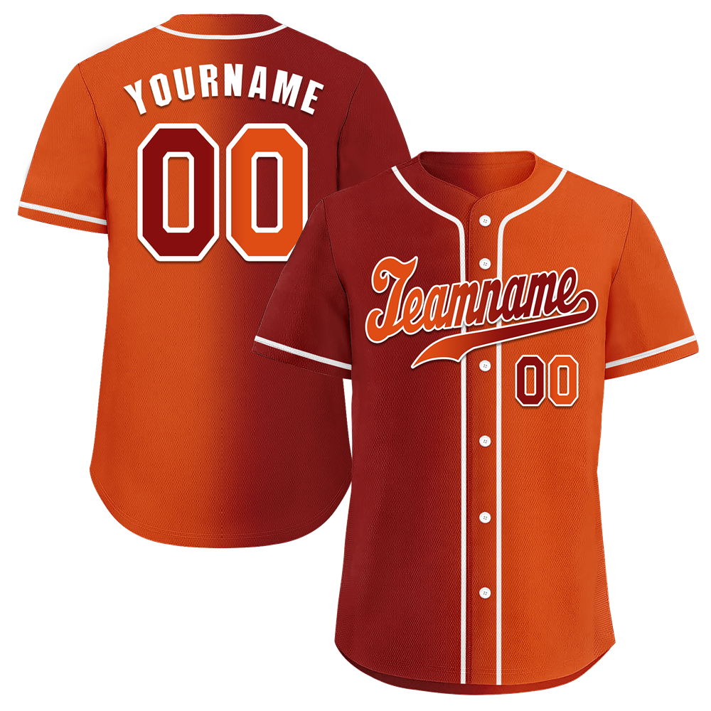 Custom Black Orange Gradient Fashion Orange Authentic Baseball Jersey