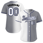 Custom White Grey Gradient Fashion Grey Authentic Baseball Jersey