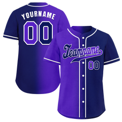 Custom Purple Blue Gradient Fashion Blue Authentic Baseball Jersey