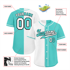 Custom White Aqua Gradient Fashion Aqua Authentic Baseball Jersey