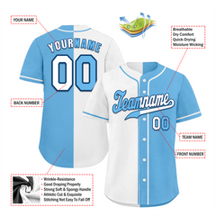 Custom White Blue Gradient Fashion Blue Authentic Baseball Jersey