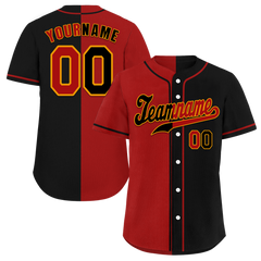 Custom Red Black Gradient Fashion Black Authentic Baseball Jersey