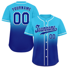 Custom Aqua Blue Fade Fashion Blue Authentic Baseball Jersey