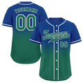 Custom Blue Green Fade Fashion Green Authentic Baseball Jersey