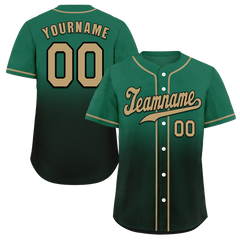 Custom Green Black Fade Fashion Grey Authentic Baseball Jersey