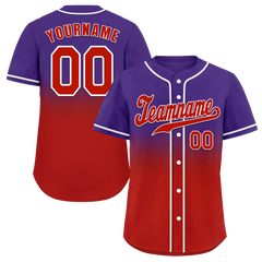 Custom Purple Red Fade Fashion Red Authentic Baseball Jersey