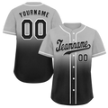 Custom Grey Black Fade Fashion Black Authentic Baseball Jersey