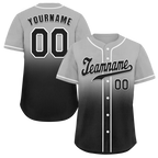 Custom Grey Black Fade Fashion Black Authentic Baseball Jersey