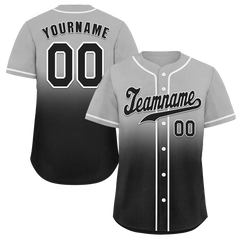 Custom Grey Black Fade Fashion Black Authentic Baseball Jersey