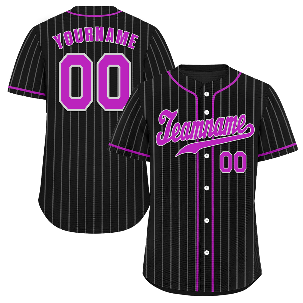 Custom Black Stripe Fashion Purple Authentic Baseball Jersey