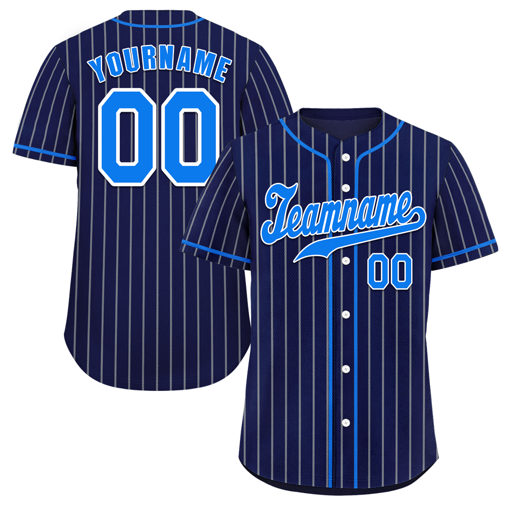 Custom Blue Stripe Fashion Aqua Authentic Baseball Jersey