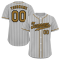 Custom Grey Stripe Fashion Orange Authentic Baseball Jersey