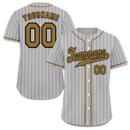 Custom Grey Stripe Fashion Orange Authentic Baseball Jersey
