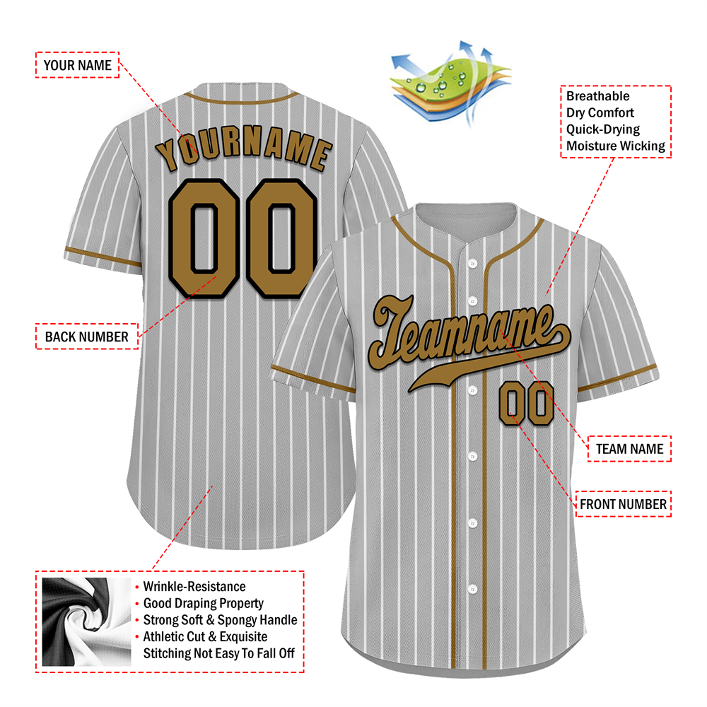 Custom Grey Stripe Fashion Orange Authentic Baseball Jersey