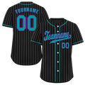 Custom Black Stripe Fashion Aqua Authentic Baseball Jersey