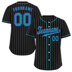Custom Black Stripe Fashion Aqua Authentic Baseball Jersey