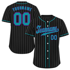 Custom Black Stripe Fashion Aqua Authentic Baseball Jersey