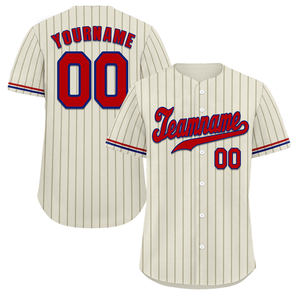 Custom White Stripe Fashion Red Authentic Baseball Jersey
