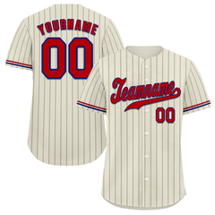 Custom White Stripe Fashion Red Authentic Baseball Jersey