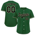 Custom Green Stripe Fashion Black Authentic Baseball Jersey