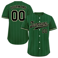 Custom Green Stripe Fashion Black Authentic Baseball Jersey