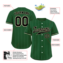 Custom Green Stripe Fashion Black Authentic Baseball Jersey