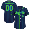 Custom Blue Stripe Fashion Green Authentic Baseball Jersey