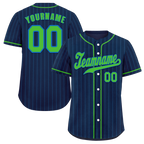Custom Blue Stripe Fashion Green Authentic Baseball Jersey