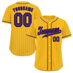 Custom Yellow Stripe Fashion Purple Authentic Baseball Jersey