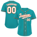 Custom Aqua Stripe Fashion White Authentic Baseball Jersey