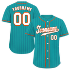Custom Aqua Stripe Fashion White Authentic Baseball Jersey