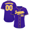 Custom Purple Stripe Fashion Yellow Authentic Baseball Jersey