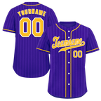 Custom Purple Stripe Fashion Yellow Authentic Baseball Jersey