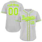 Custom Grey Stripe Fashion Green Authentic Baseball Jersey