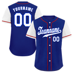 Custom Blue White Raglan Sleeves White Authentic Baseball Jersey