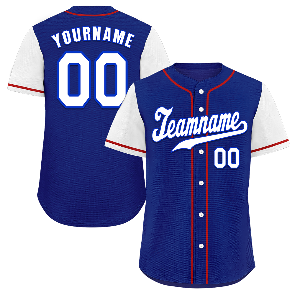 Custom Blue White Raglan Sleeves White Authentic Baseball Jersey
