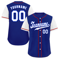 Custom Blue White Raglan Sleeves White Authentic Baseball Jersey