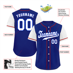 Custom Blue White Raglan Sleeves White Authentic Baseball Jersey