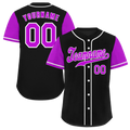 Custom Black Purple Raglan Sleeves Purple Authentic Baseball Jersey