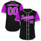 Custom Black Purple Raglan Sleeves Purple Authentic Baseball Jersey